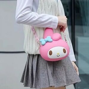 My Melody Large Design Silicone Crossbody Purse/Sanrio/2 straps/ Pink/Kawaii